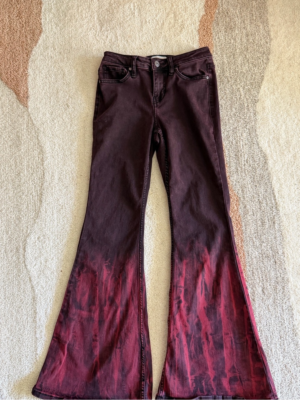Shyanne Burgundy-to-Red Ombre Flared Jeans